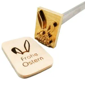 Brennplatte "Frohe Ostern" mit Hasenohrenmotiv Brennmotiv auf Holzplatte