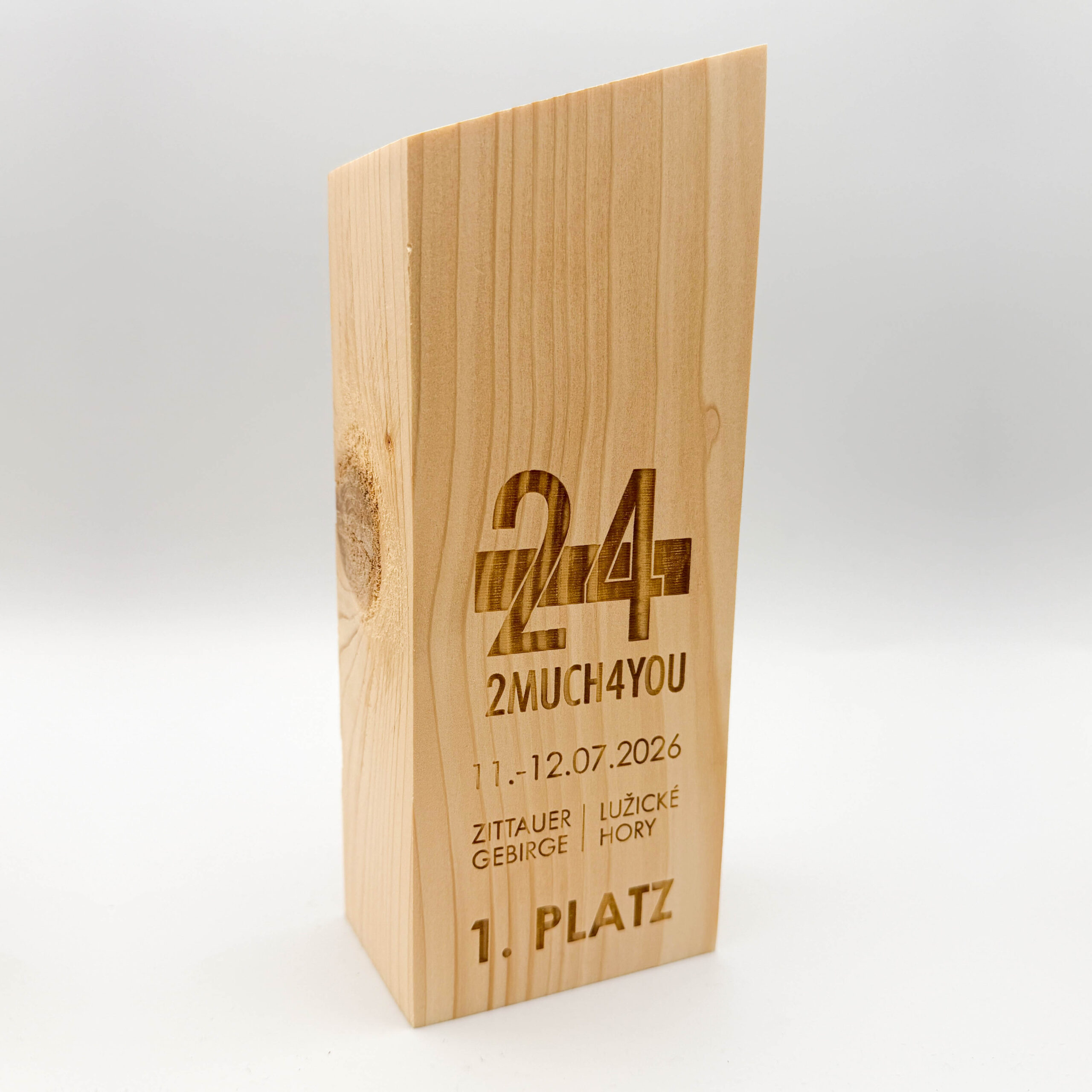 Holzpokal induviduell gelasert Platz 1 Fahrradrennen