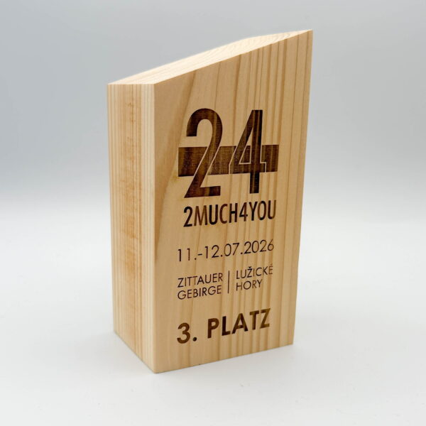 Holzpokal induviduell gelasert Platz 3 Fahrradrennen