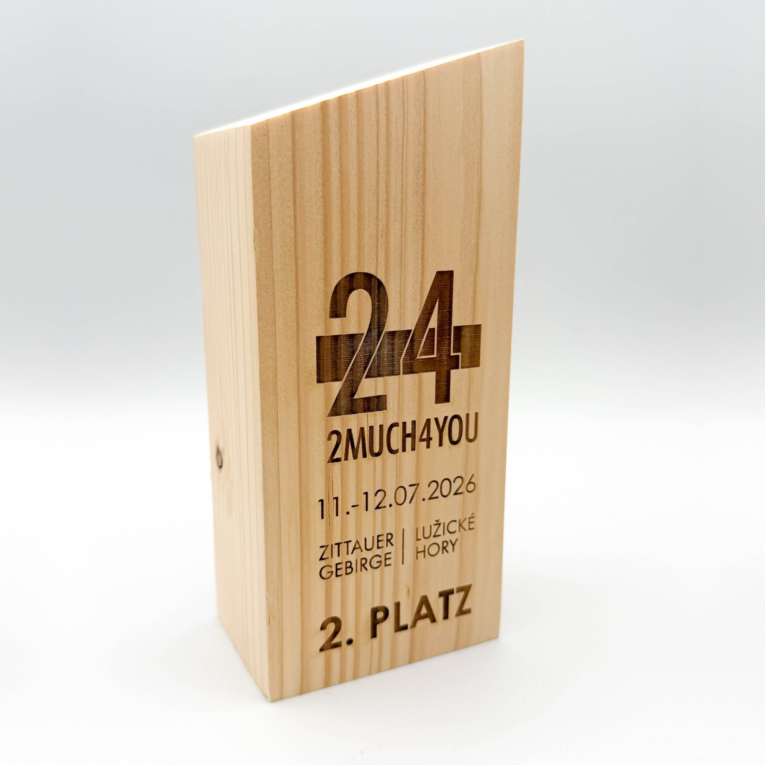 Holzpokal induviduell gelasert Platz 2 Fahrradrennen